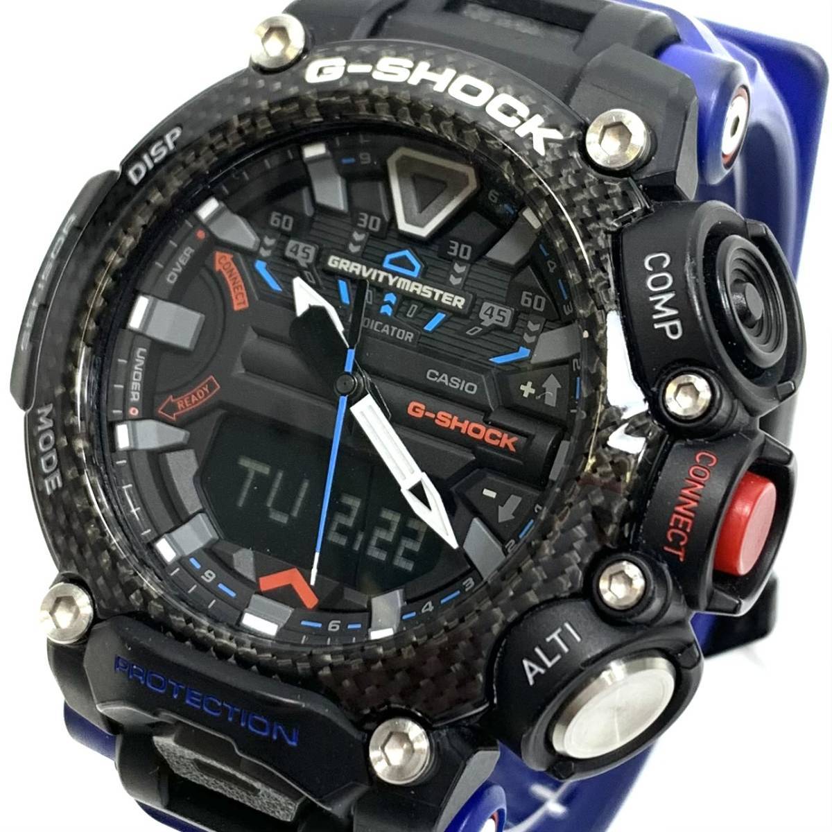 ▽CASIO カシオ GR-B200 G-SHOCK Gショック グラビティマスター カーボンコアセンサー デジアナ クォーツ 腕時計 メンズ ブラック ブルー_画像2