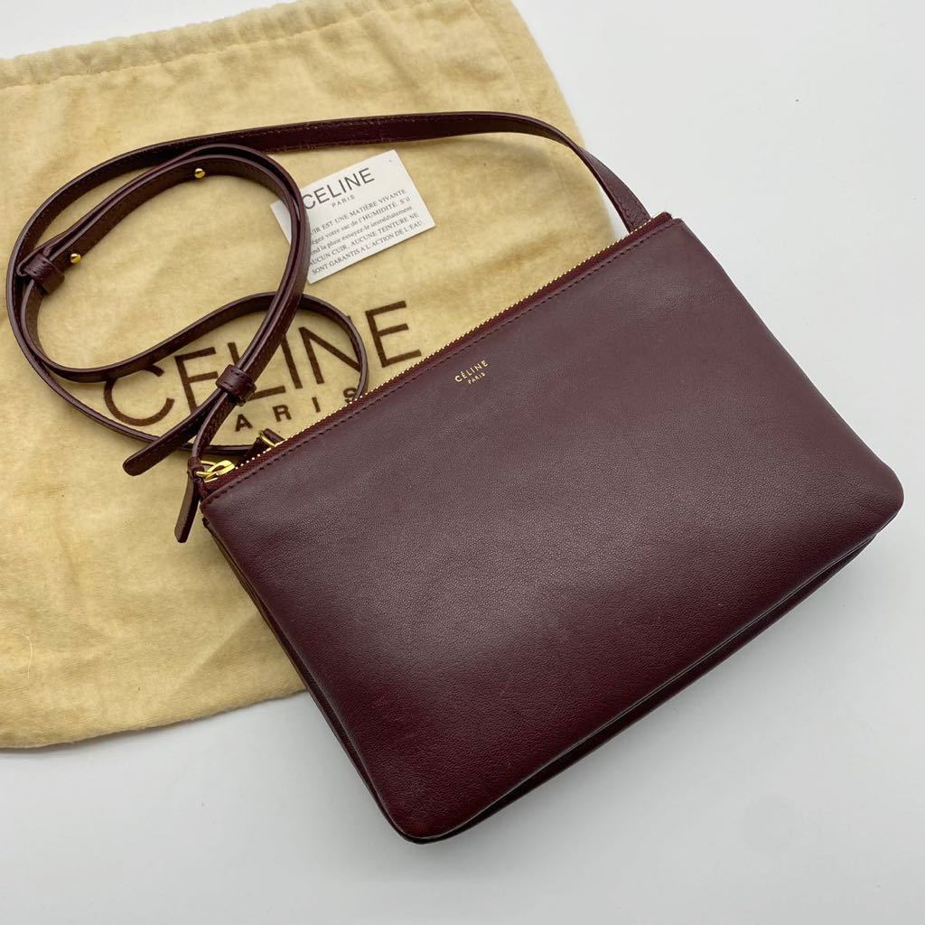 輝い 【美品】CELINE セリーヌ ショルダーバッグトリオレザー本革