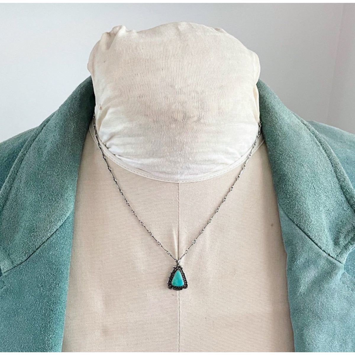  супер редкий!Vintage Navajo 1960*s Turquoise Silver Necklace USA MADE HOPI ZUNI Navajo Vintage бирюзовый серебряный колье ho pizni