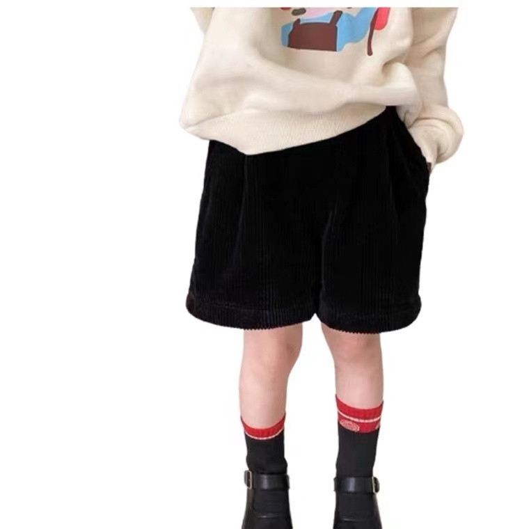 ショートパンツ スカート 裏起毛 短パン 膝上丈 短パン 女の子 秋冬 ハーフ 防寒（色：黒色　サイズ：80ｃｍ）