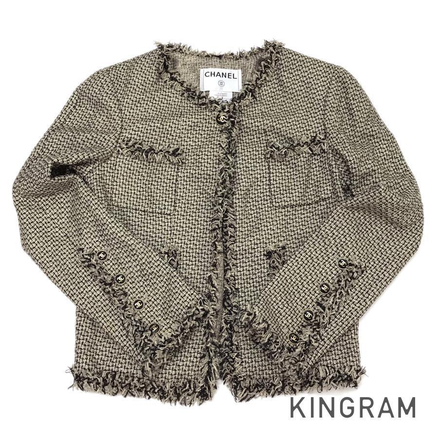 極美品】 CHANEL ジャケット ココマーク 金ボタン 総柄 チェーン 38