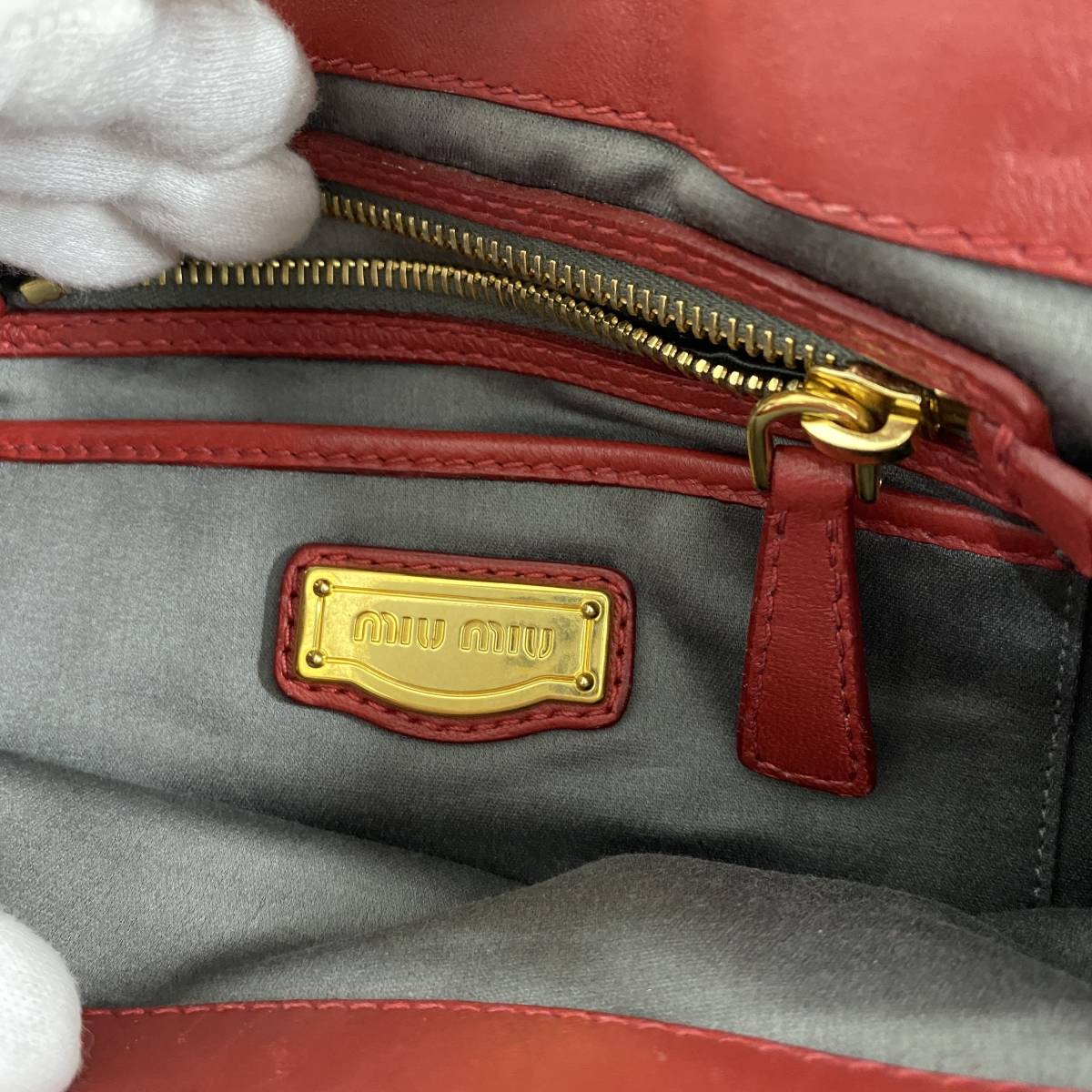 miumiu マテラッセ ショルダー ハンドバッグ コンビカラー 2way handbag RED F560