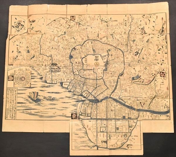 江戸絵図(仮) 1舗 文政十年刊 江戸城 古地図 和本 古文書 の商品 江戸絵図(仮) 1舗 文政十年刊 江戸城 古地図 和本 古文書 の商品