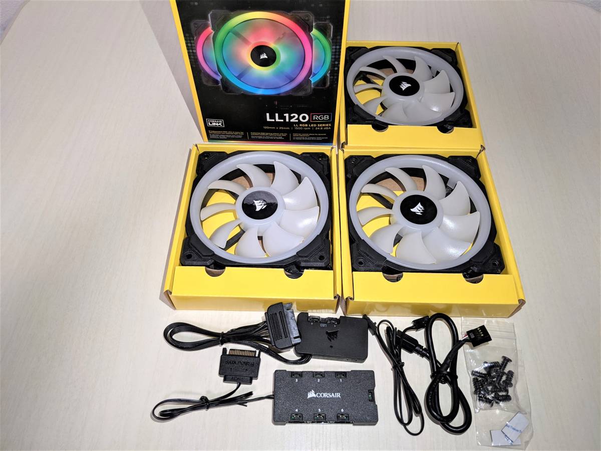 PayPayフリマ｜Corsair LL120 RGB 3Fan Pack with Lighting Node PRO PCケースファン [120mm径  RGB搭載] FN1141 CO-9050072-WW