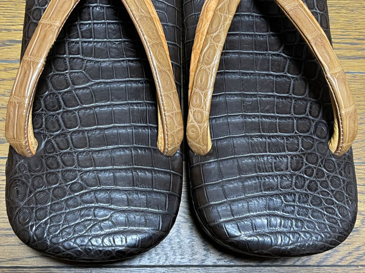  новый товар 30 десять тысяч wani кожа сандалии сэтта крокодил . черный ko обувь .. кожа есть гетры юката кожа zori сандалии кимоно обувь японская одежда аксессуары geta обувь толщина низ подушка 