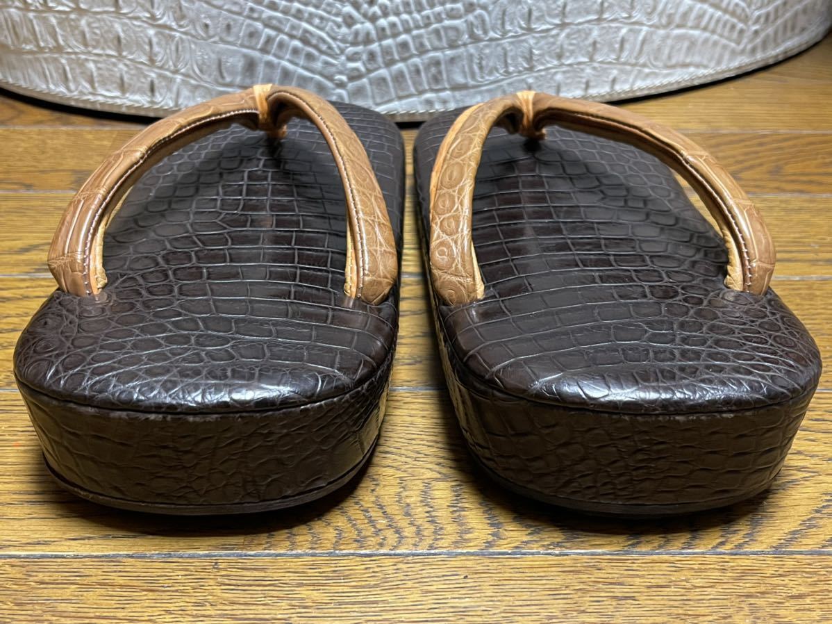  новый товар 30 десять тысяч wani кожа сандалии сэтта крокодил . черный ko обувь .. кожа есть гетры юката кожа zori сандалии кимоно обувь японская одежда аксессуары geta обувь толщина низ подушка 