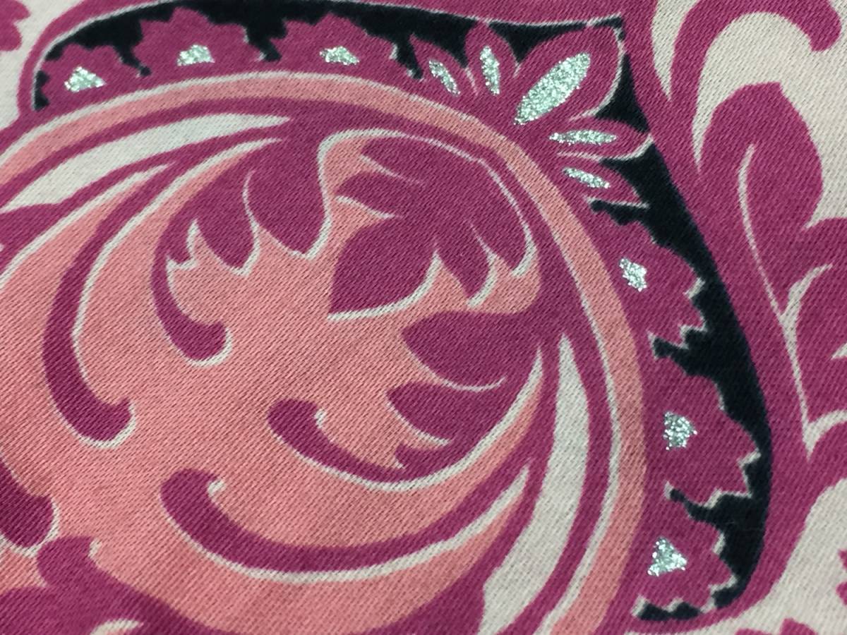 ハンカチ LANVIN ランバン ピンクや紫を基調とした色合い 一部にシルバー色のキラキラ 女性 婦人 レディースの画像7
