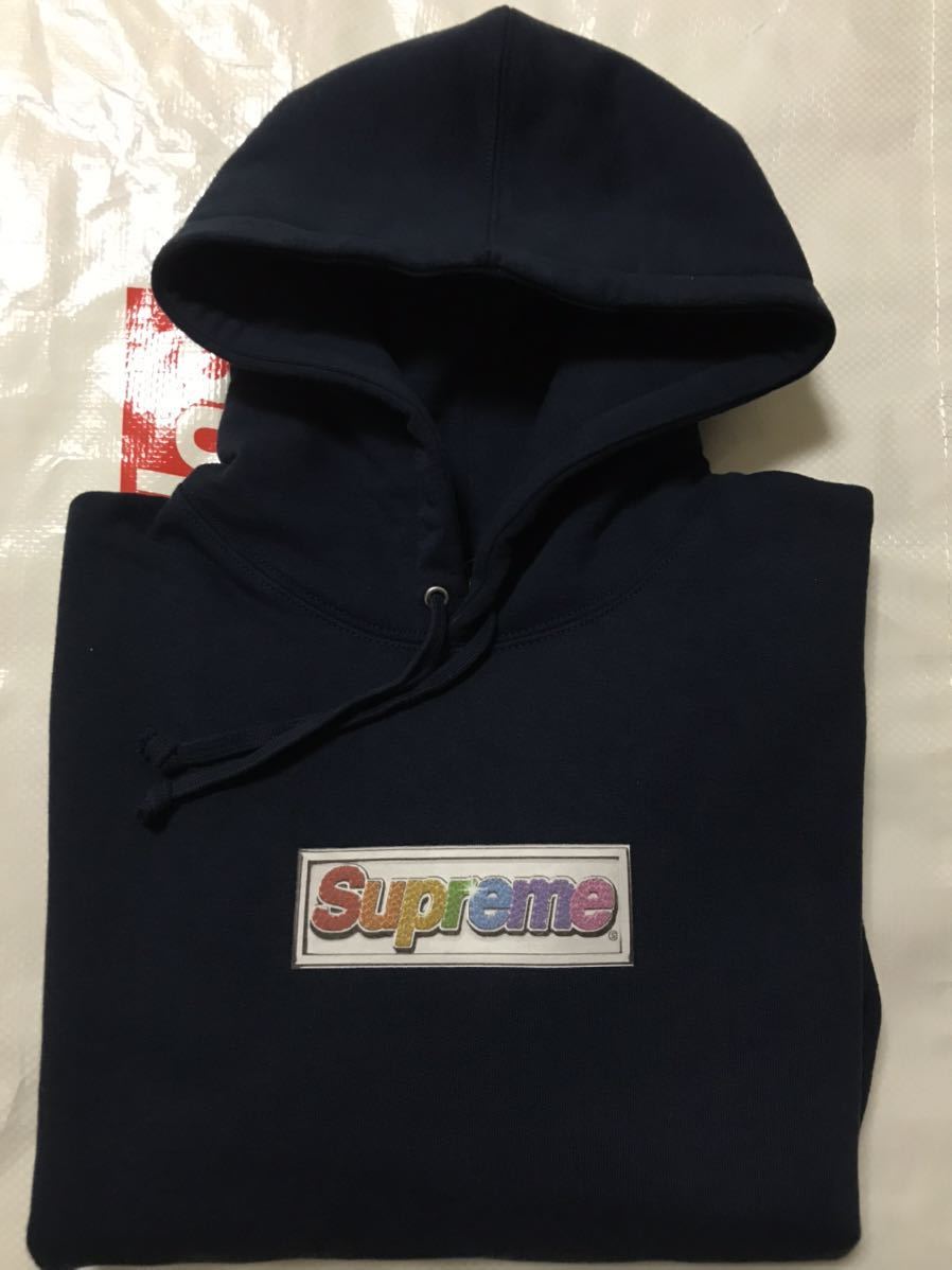 送料無料 22SS 新品 Supreme Bling Box Logo Hooded Sweatshirt Navy S