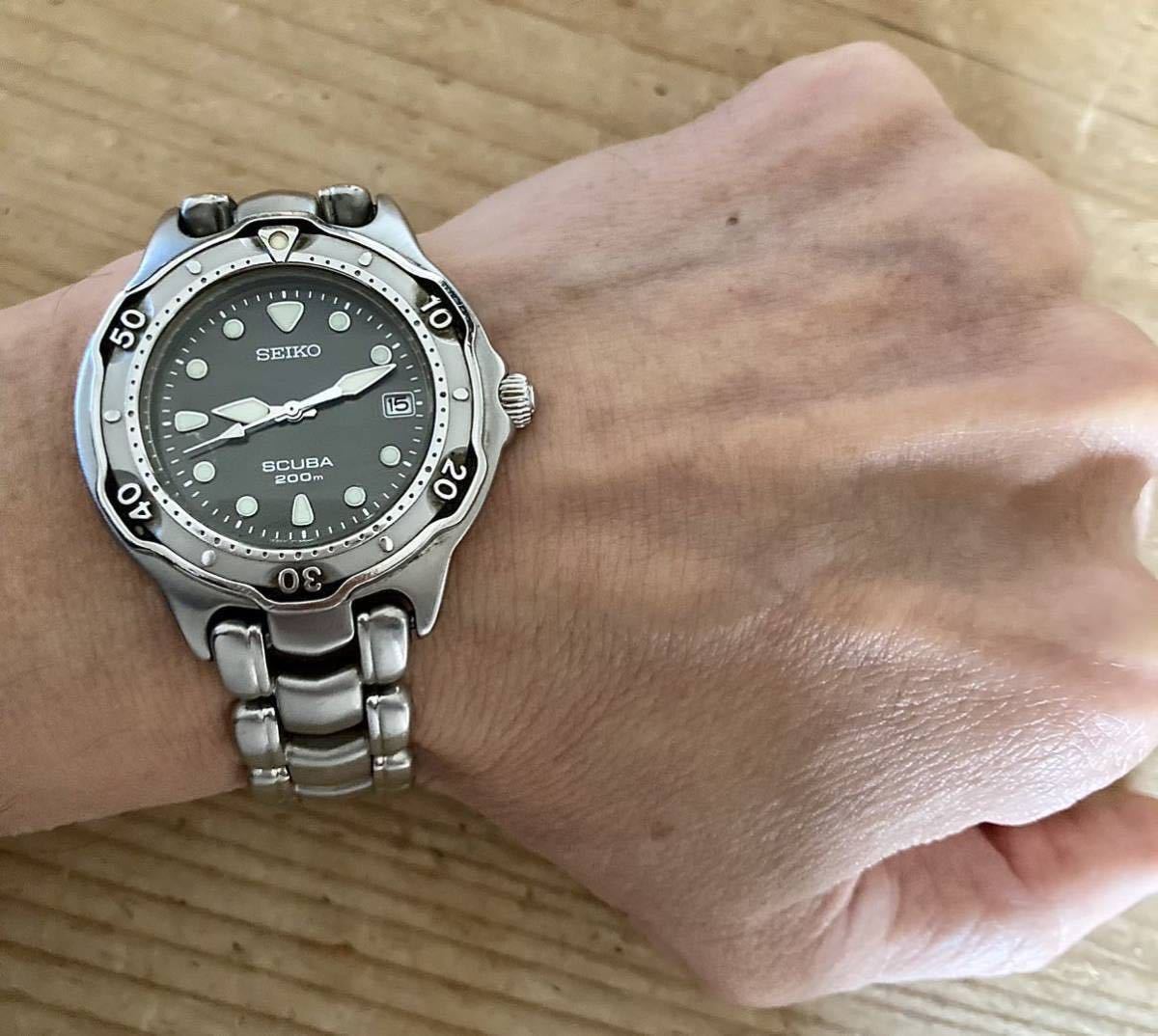 SEIKO セイコー☆SCUBA☆クオーツ☆ブラックシェル☆電池交換済☆動作