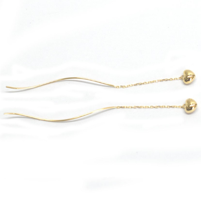 逸品】 K18 18金 18k アメリカンピアス ロングピアス ハート♡#3 tdh