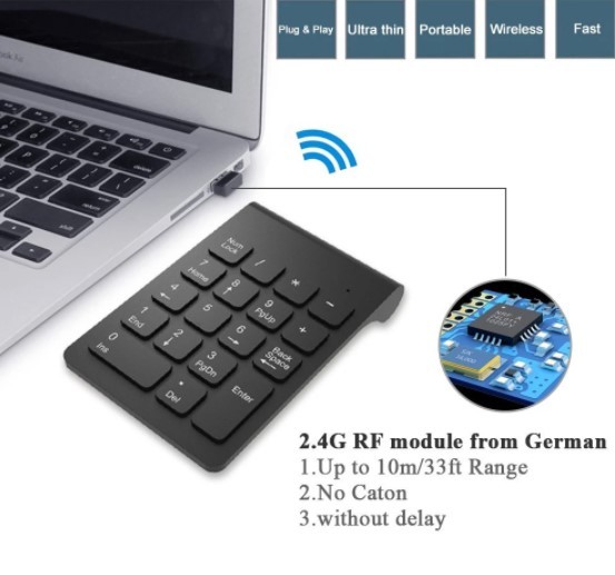 2.4GHz беспроводной численное значение клавиатура,18 ключ, цифровой клавиатура, ноутбук, счет машина для 