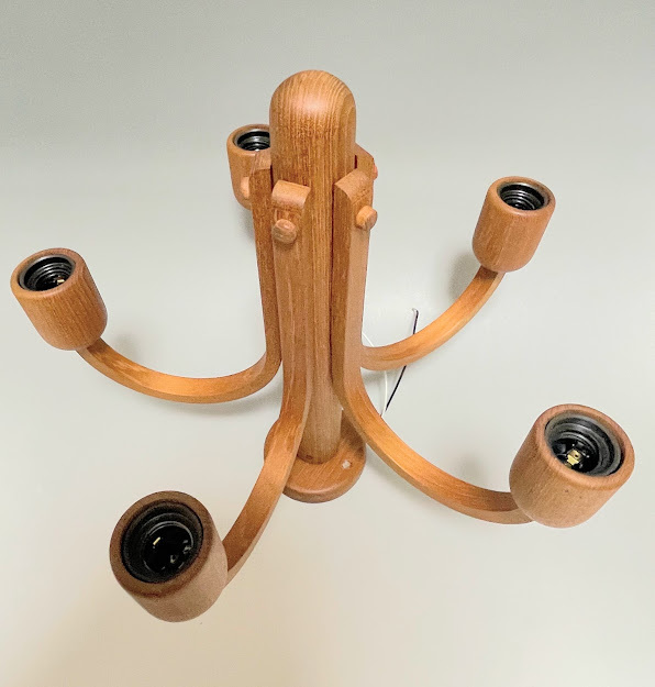 配線を変更済み! Domus ドムス ウッド シャンデリア Candela 5灯
