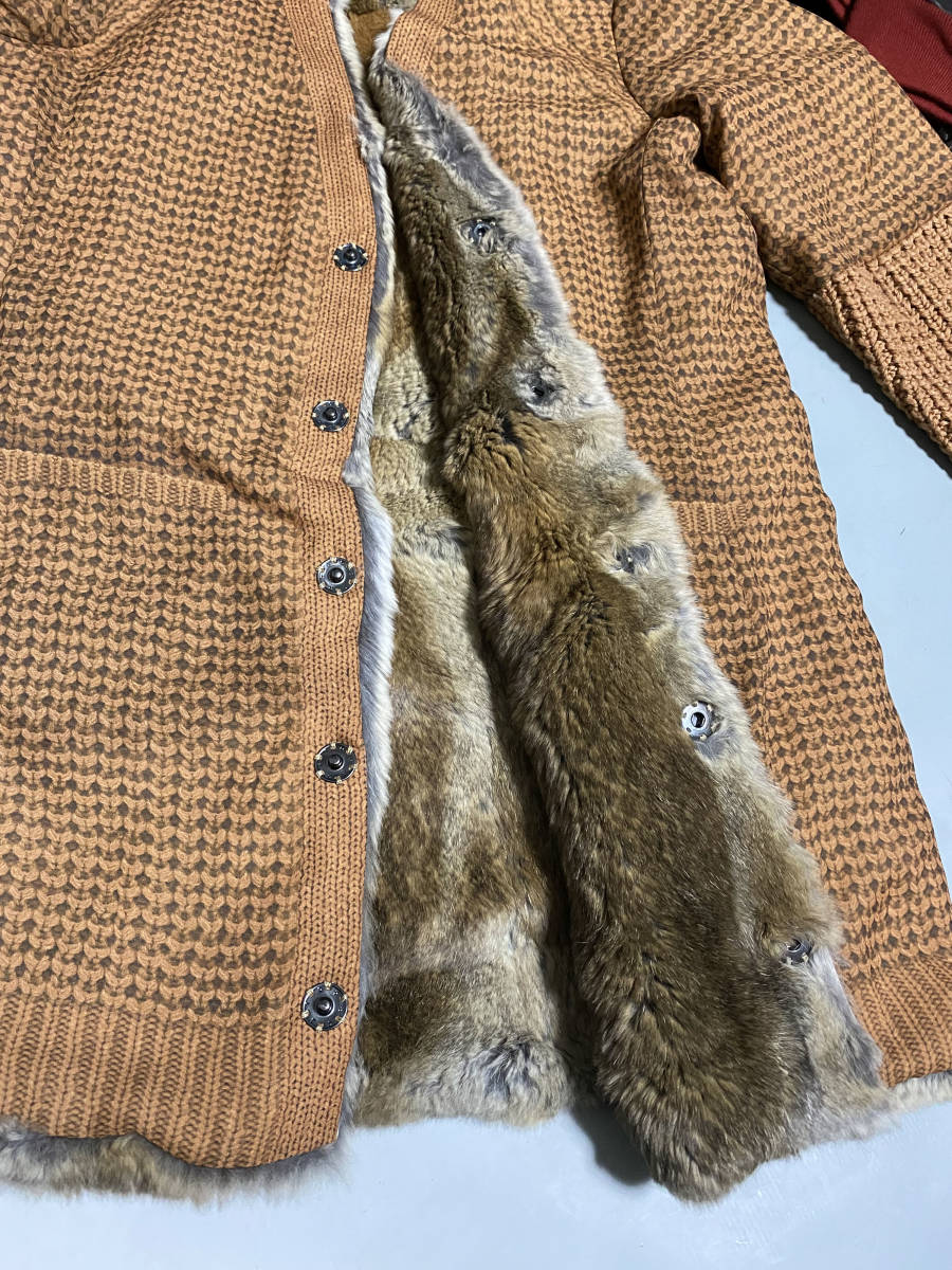 UNDERCOVER アンダーカバー J1201 裏地ラビットファー 転写袖ニット切替 ロングカーディガン 2