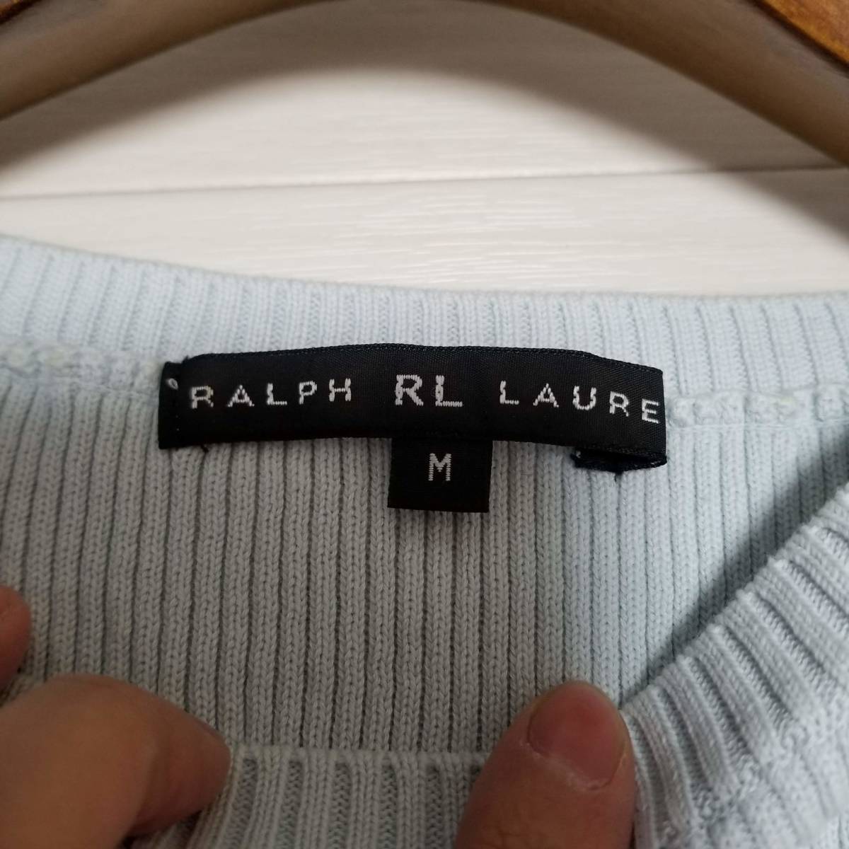 Ralph Lauren ラルフローレン ノースリーブ 綿 トップス ペイルブルー 青 春夏 セーター カットソー 爽やかセクシー タンクトップ F10_画像3