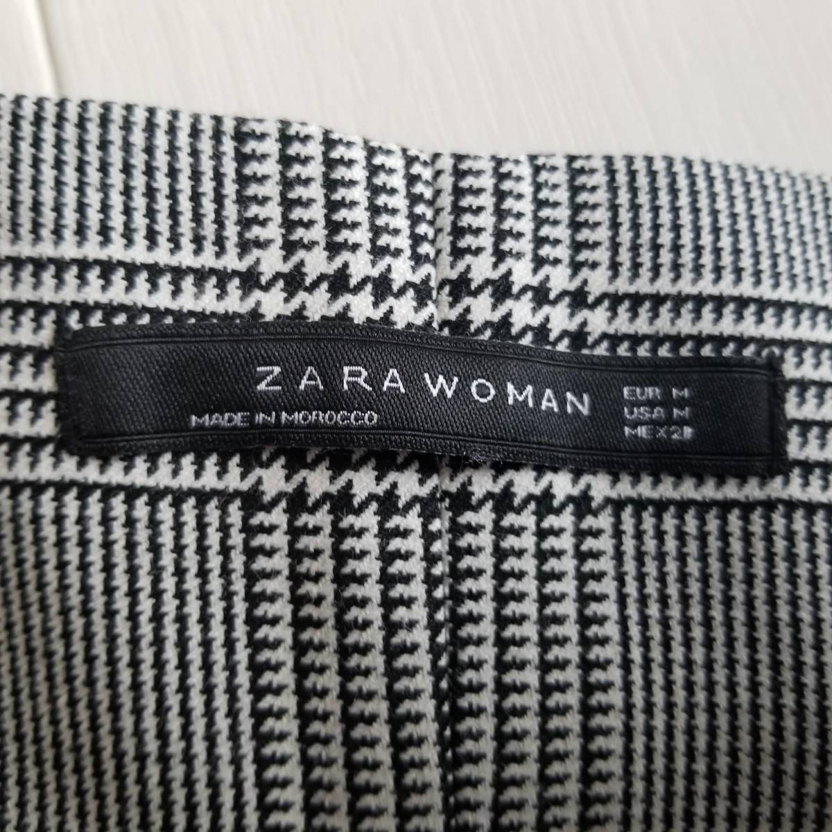 ZARA ザラ ショートパンツ ウエストリボン ハイウエスト 千鳥格子 ブラック×グレー サイズM スタイルアップ カジュアル フェミニン F14_画像5