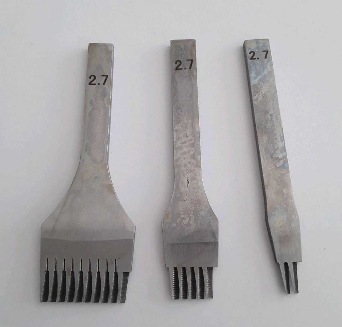 訳あり② ヨーロッパ目打ち 2.7mm 3本セット レザークラフト 革 手縫い