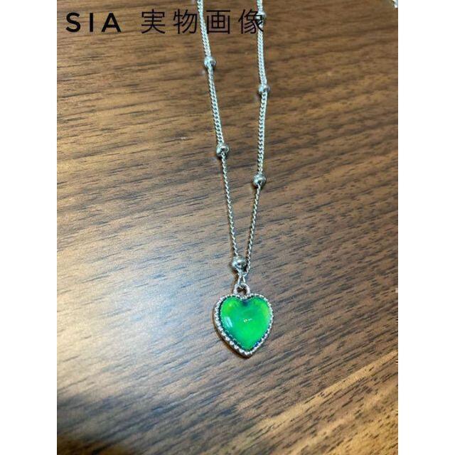 ハート ネックレス 温度変化 チェーン アクセサリー ペンダント 韓国