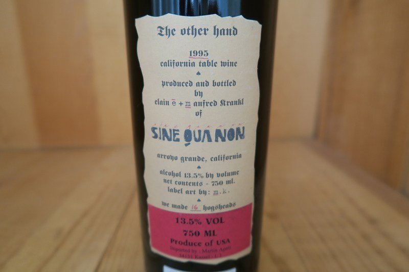 wineluvs/1995年☆★SINE QUA NON(シネ・クア・ノン)/ジ・アザー・ハンド【RP92点】☆★!!E3-2_画像5