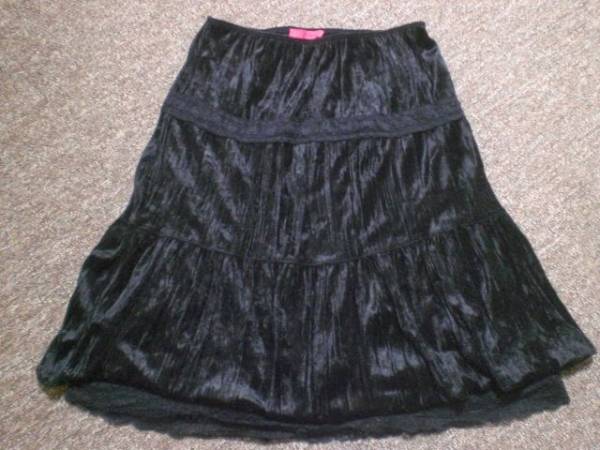 　H）OZOC　裾レース　キュートなスカート/黒/38_画像1