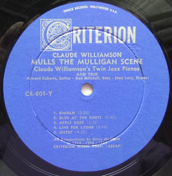 ◆ CLAUDE WILLIAMSON Mulls The Mulligan Scene ◆ Criterion LP-CR-601 (blue:dg) ◆_画像3