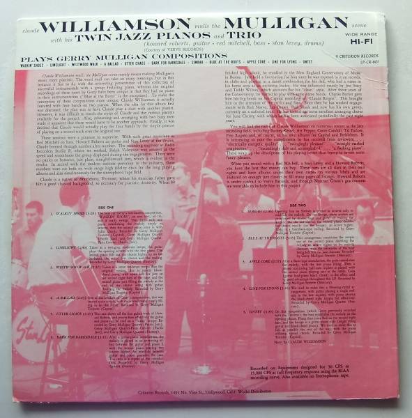 ◆ CLAUDE WILLIAMSON Mulls The Mulligan Scene ◆ Criterion LP-CR-601 (blue:dg) ◆_画像2