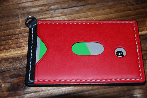 Suica for original leather pass case red & black 