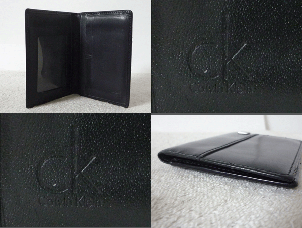  Calvin Klein Calvin Klein leather black black ticket holder card-case folding in half pass case 