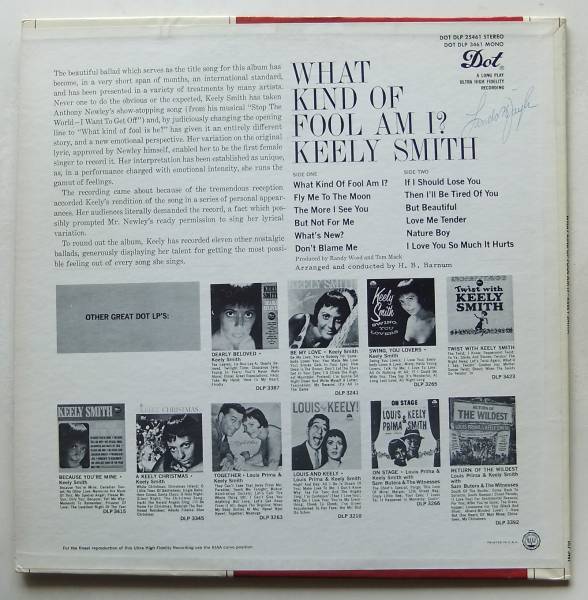 ◆ KEELY SMITH / What Kind of Fool Am I? ◆ Dot DLP-3461 (color:dg) ◆_画像2