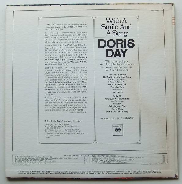 ◆ DORIS DAY / With A Smile And A Song ◆ Columbia CL-2266 (2eye) ◆_画像2
