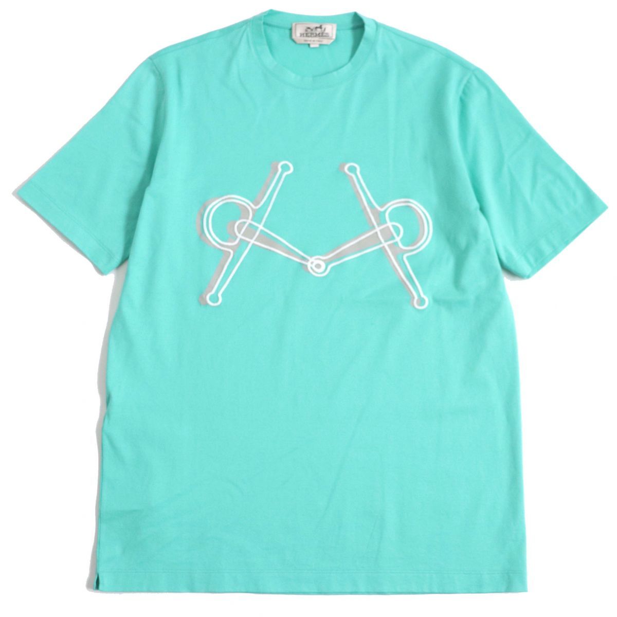 店舗良い グリーン系 Tシャツ 半袖 クルーネック ホースビット刺繍 エルメス 未使用品▽19SS XS メンズ 箱・リボン付き 正規品 イタリア製 半袖Tシャツ