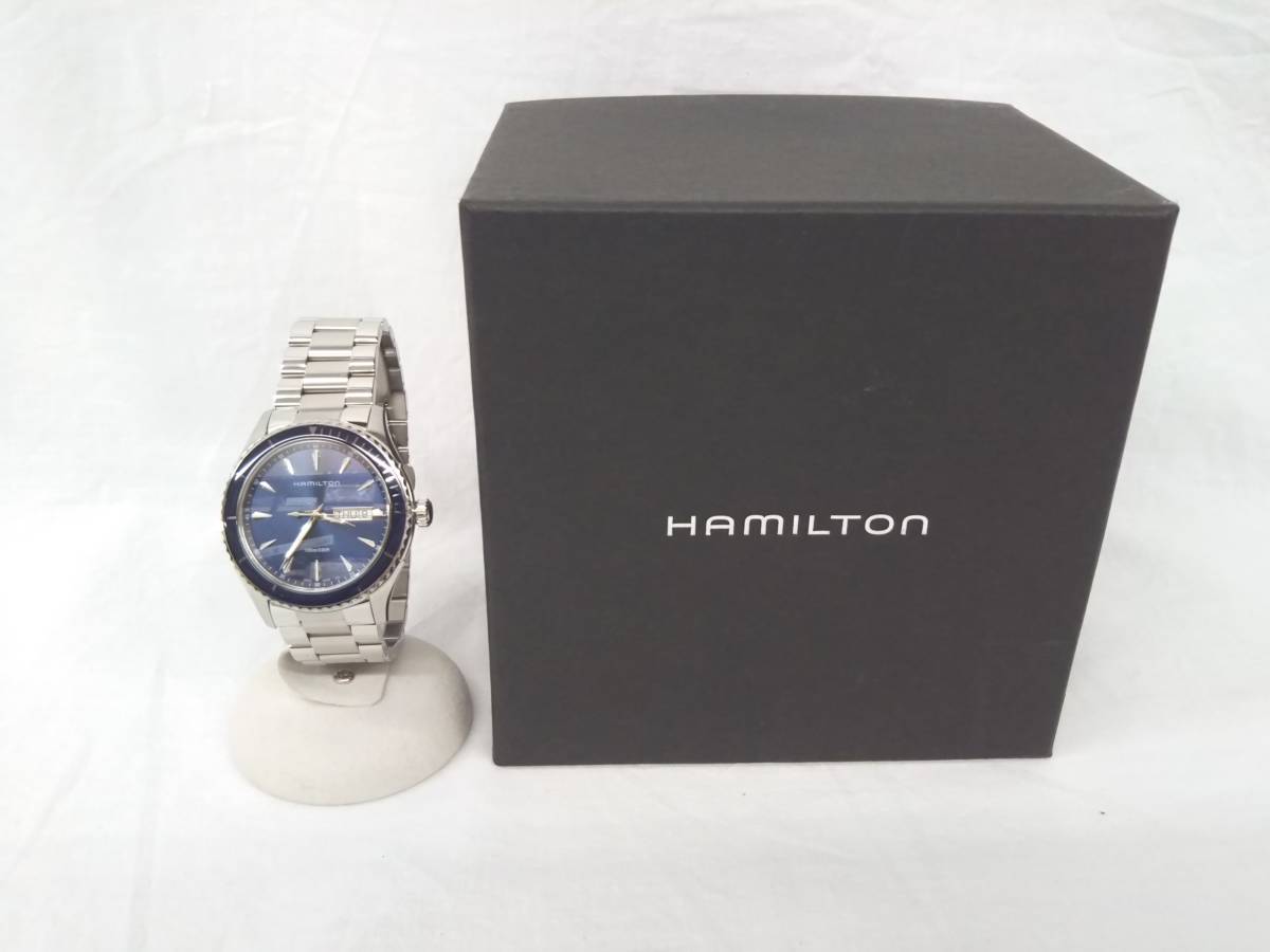 HAMILTON ジャズマスター シービュー H375510 青文字盤 デイデイト クォーツ式 時計 メンズ ジャズマスター