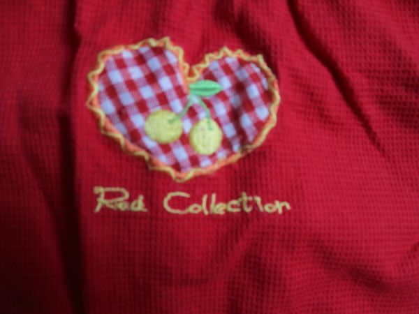 BD598【Red・レッド】ロゴ刺繍　ジャンバースカート　女児　赤　90_画像3