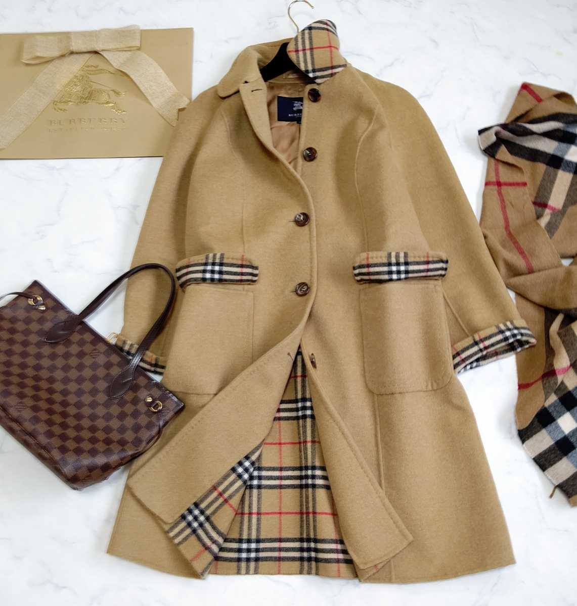 多様な バーバリー コート BURBERRY カシミヤ混 ノバチェック ロンドン