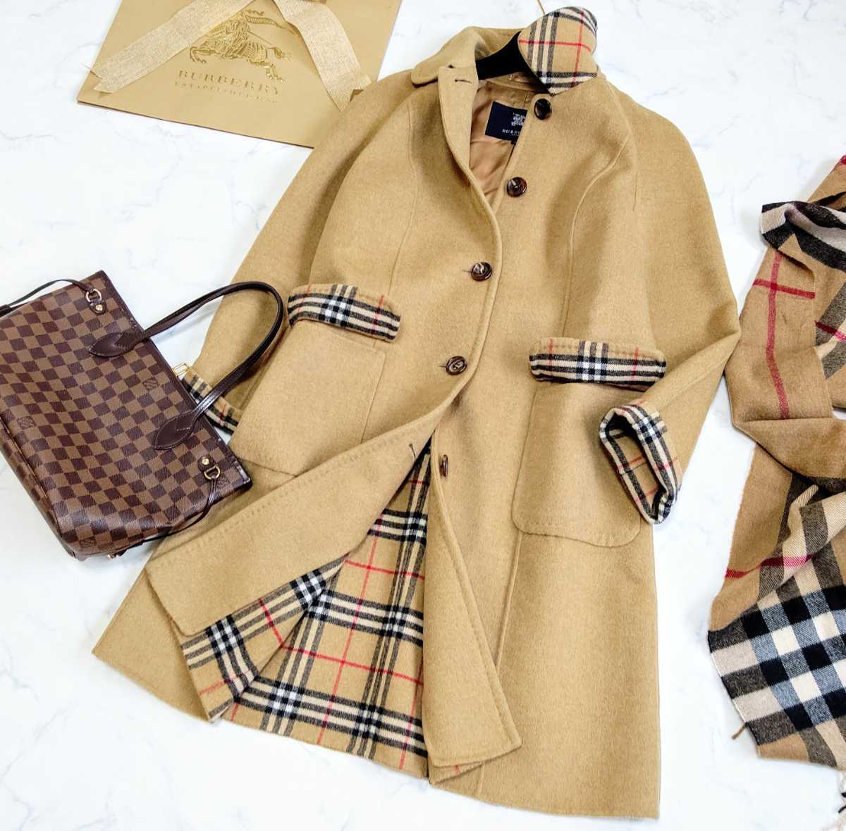 大きいサイズ 美品 BURBERRY バーバリーロンドン ウールコート ロング