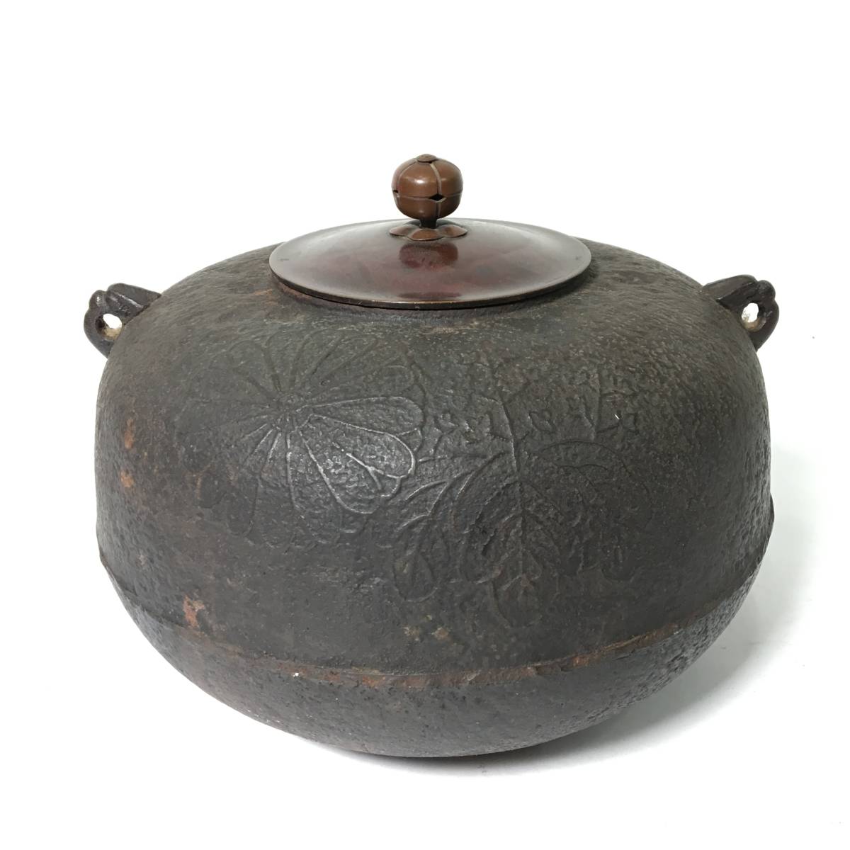 ☆美品 茶道具 四方釜 四枚釜 茶釜 鉄釜 風炉 釜 置炉 風炉に送料込み