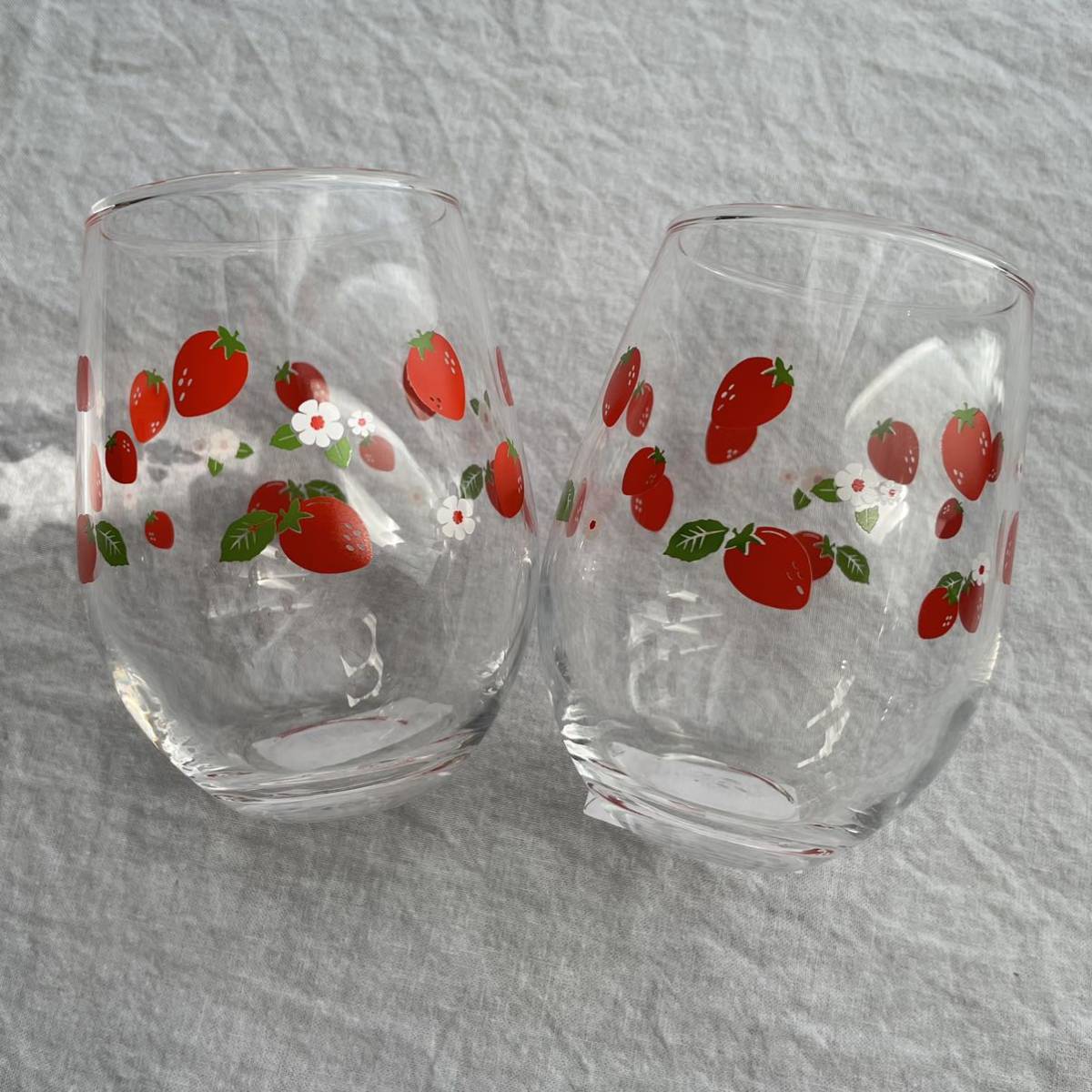 2個セット いちごのグラス 昭和レトロ グラス ガラスコップ 昭和レトロ 