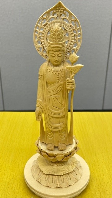 独特の上品 仏像 日光菩薩 月光菩薩 立像 4.0寸 一対 放射光背 円台