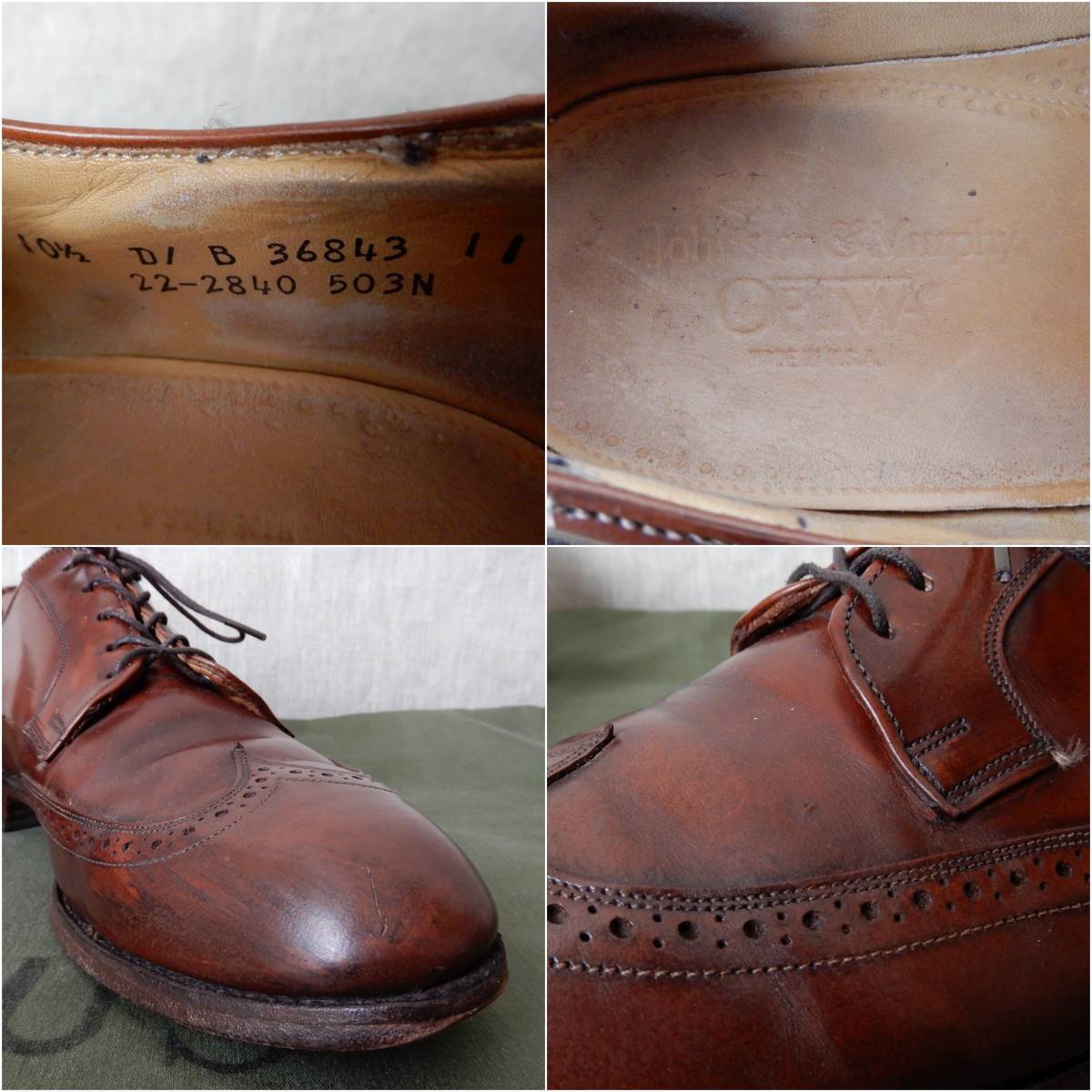 Johnston & Murphy OPTIMA Wing Tip Shoes 1980-90s Size10.5D Vintage ジョンストンアンドマーフィー オプティマ ウィングチップシューズ_画像9