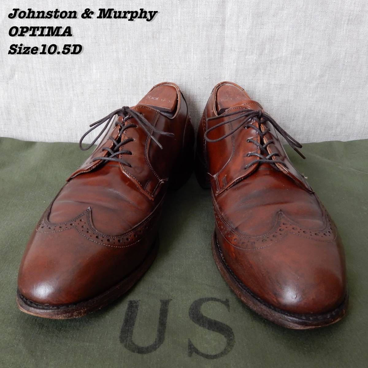 Johnston & Murphy OPTIMA Wing Tip Shoes 1980-90s Size10.5D Vintage ジョンストンアンドマーフィー オプティマ ウィングチップシューズ_画像1