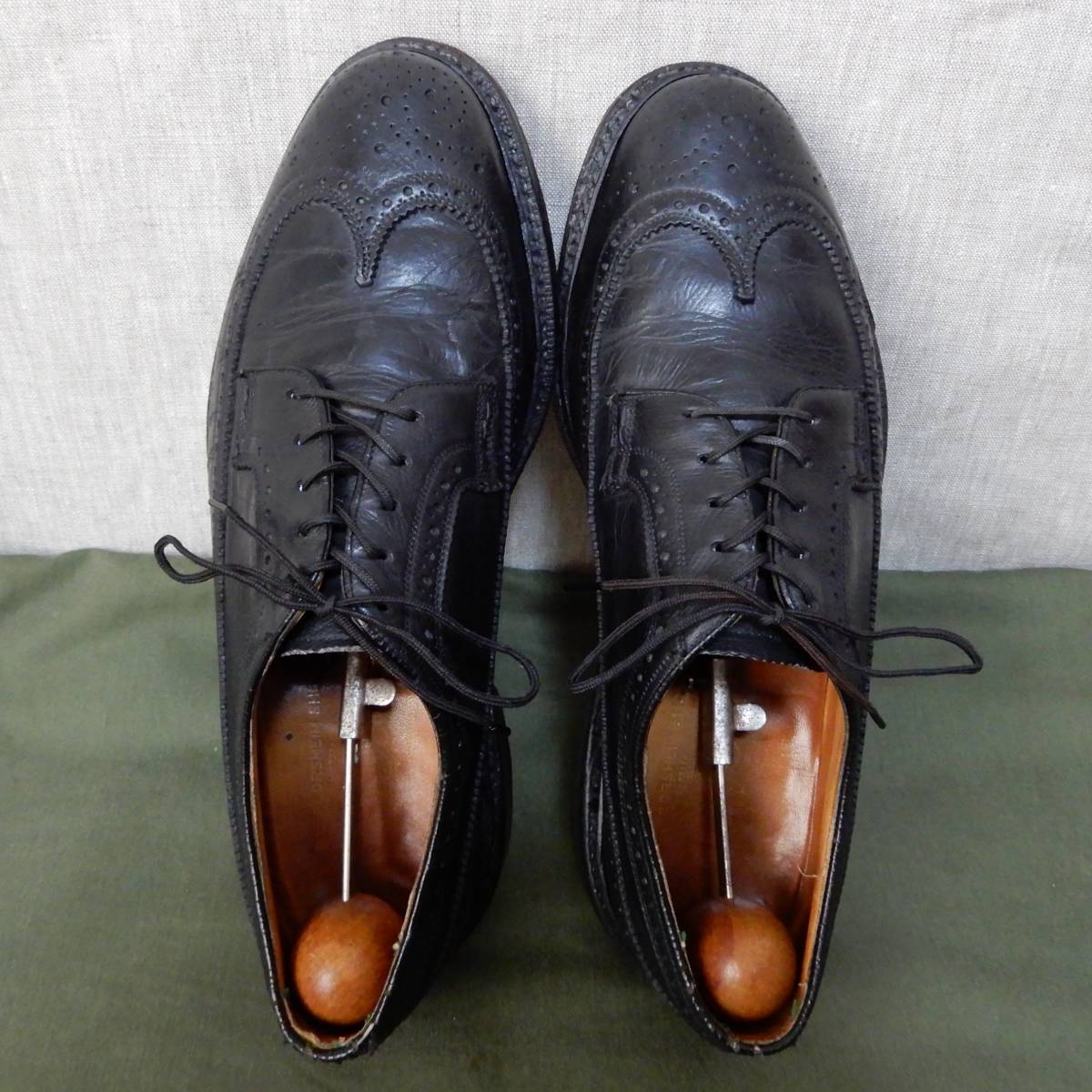 FLORSHEIM IMPERIAL KENMOOR Long Wing Tip 1973s Size7.5D Black