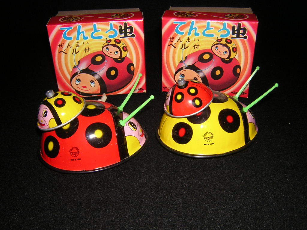  Showa Retro that time thing ladybug tin plate .... bell attaching 2 kind set unused goods tent umsi retro pop 