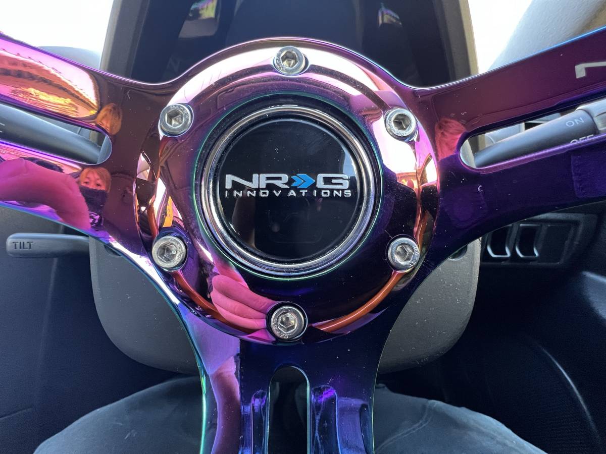 希少 NRG製 ネオクローム ホワイト ウッドステアリング 350mm USDM