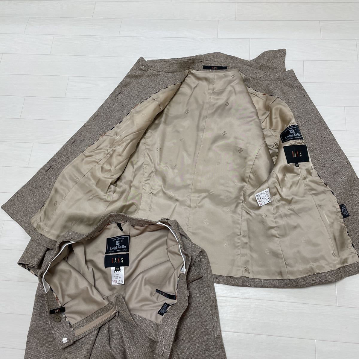 ダックス DAKS レディース パンツスーツ ウール毛 カシミヤ混 ベージュ