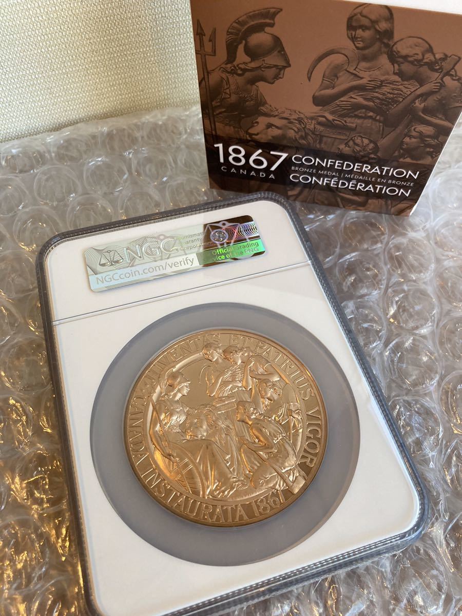 半額】 美術、工芸品-【NGC鑑定品】カナダのウナとライオン 10オンス ブロンズメダル 銅 プルーフ版 リストライク2017年建国150周年記念  copper PF68RD コイン