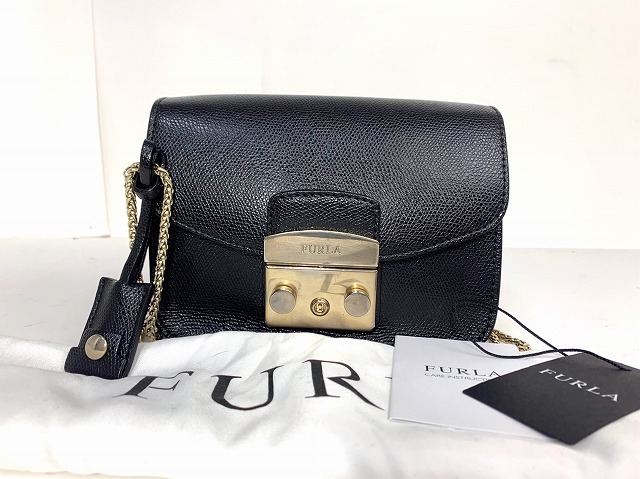 美品★送料無料★ フルラ FURLA レザー メトロポリスミニ ショルダーバッグ チェーンショルダーバッグ★