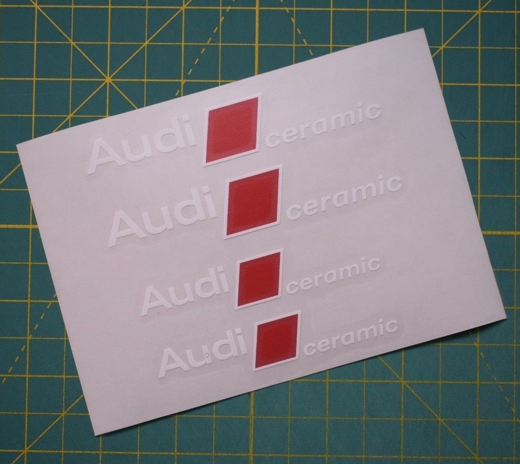 海外　限定品　送料込み Audi Ceramic Brake Caliper Decal Stickers アウディー ステッカー デカール ホワイト 4枚セット　ステッカー_画像2