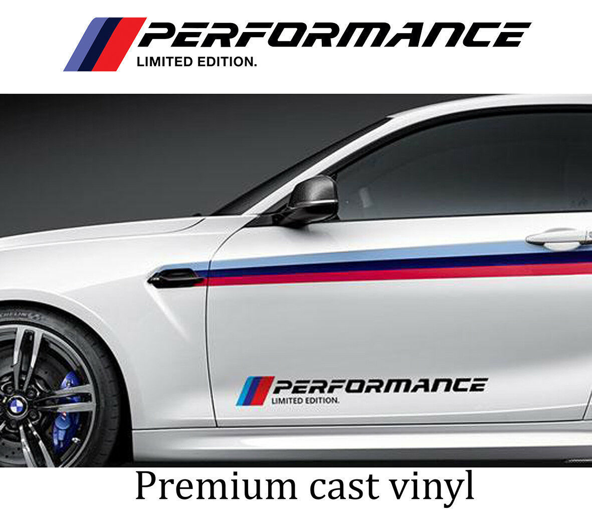 海外 限定品 送料込み BMW Performance Limited edition body side Decal Stickerステッカーデカール2枚セット 46cm ブラック　ステッカー_画像1