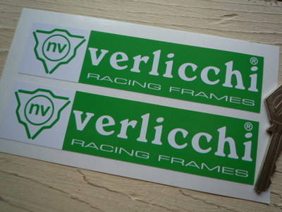 海外　限定品　送料込み Verlicchi Racing Frames Green & White Stickers ステッカー デカール 2枚セット 150mm x 35mm　ステッカー_画像1