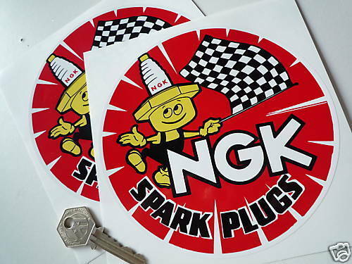 海外　限定品　送料込み NGK round Spark Plug Decal Sticker ステッカー シール デカール 2枚セット 150mm　　　　ステッカー_画像1