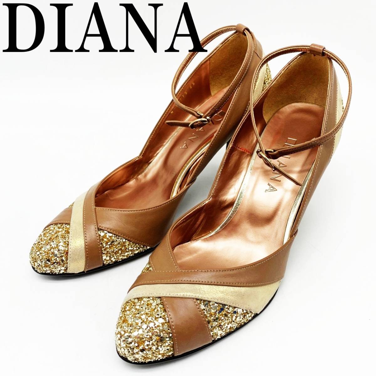 DIANA ダイアナ N17118 パンプス 25 革×グリッター 女性用 公式通販 ヒール レディース グリッター×ベージュ系 人気No.1 靴